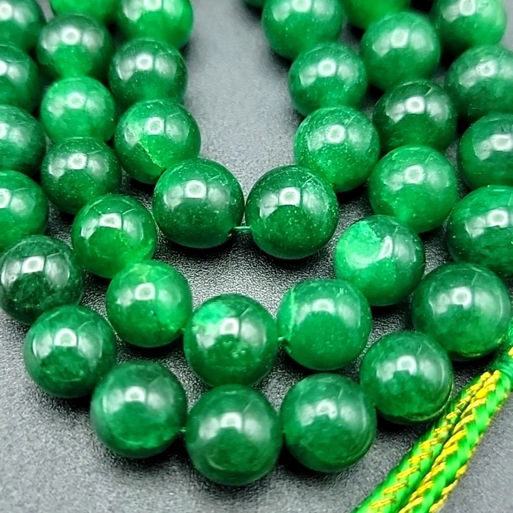 932.50 CTS GREEN EMERALD EARTH MINED 3 LINE ROUND BEADED GEMSTONE BEADS NECKLACE